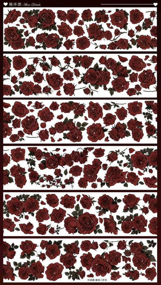 0171 - FLOWER Black Red Rose 6x100cm Shell Luster PET Tape