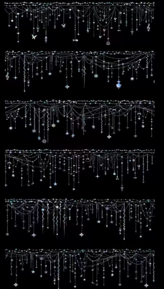 1807-XIAOYINYUYE Studio-Pre Cut Silver Shell Luster PET Tape