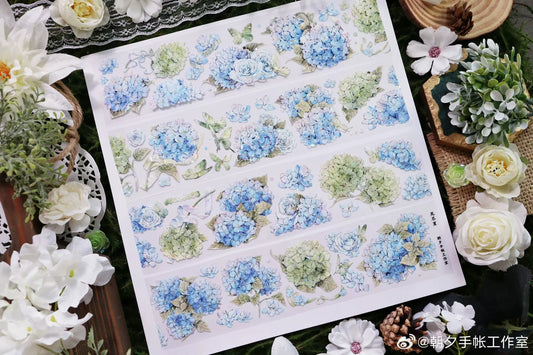 1585 - Blue Hydrangea 6x100cm Shell Luster PET Tape