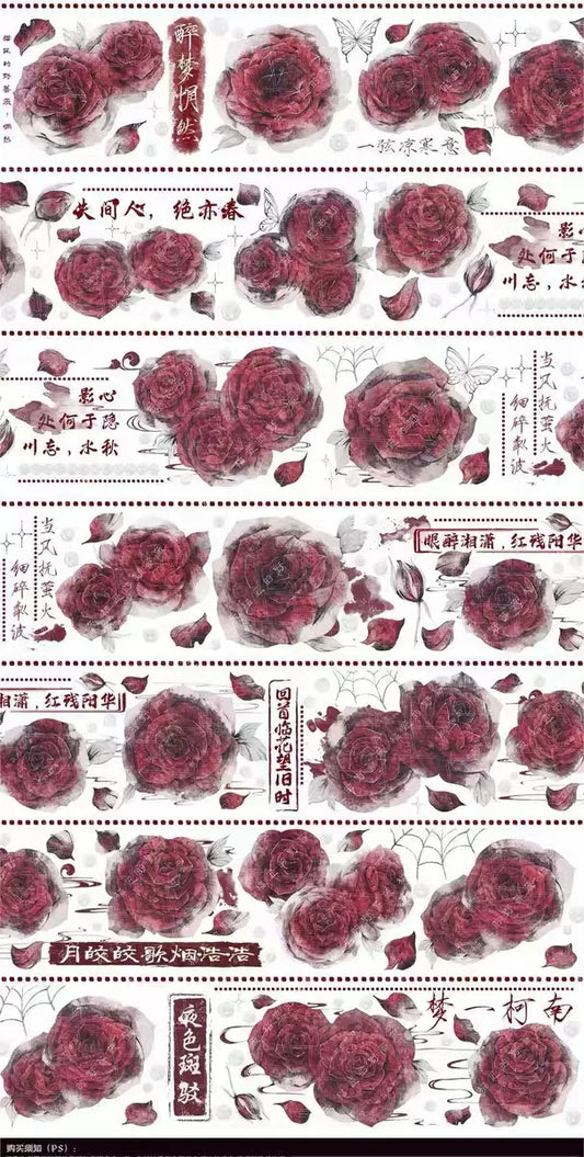 1299 - Translucent Roses and Spiderwebs 6x143cm Shell Luster PET Tape