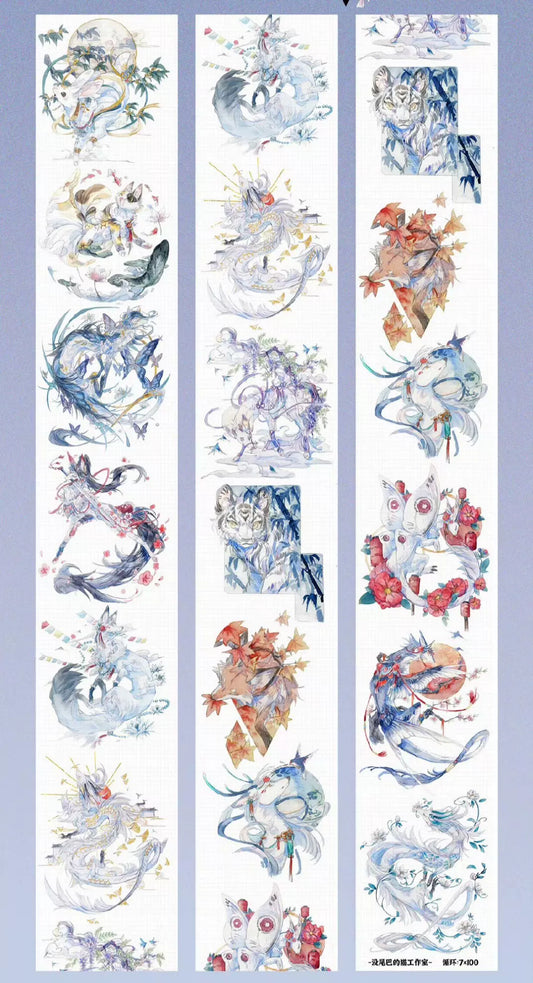 1186 - Chinese Fantasy Zodiac 7x100cm Shell Luster PET Tape