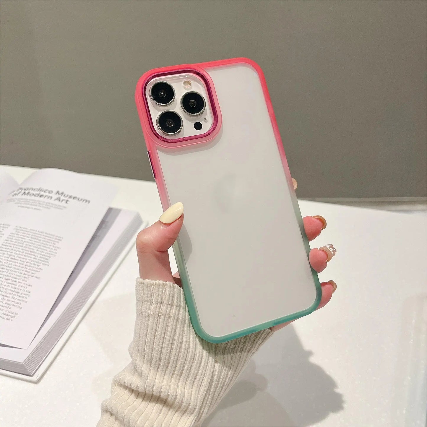 1401D002 Deluxe iPhone 13 iPhone 14 iPhone 15 Case Rainbow Color Fade Blank Phone Case for DIY