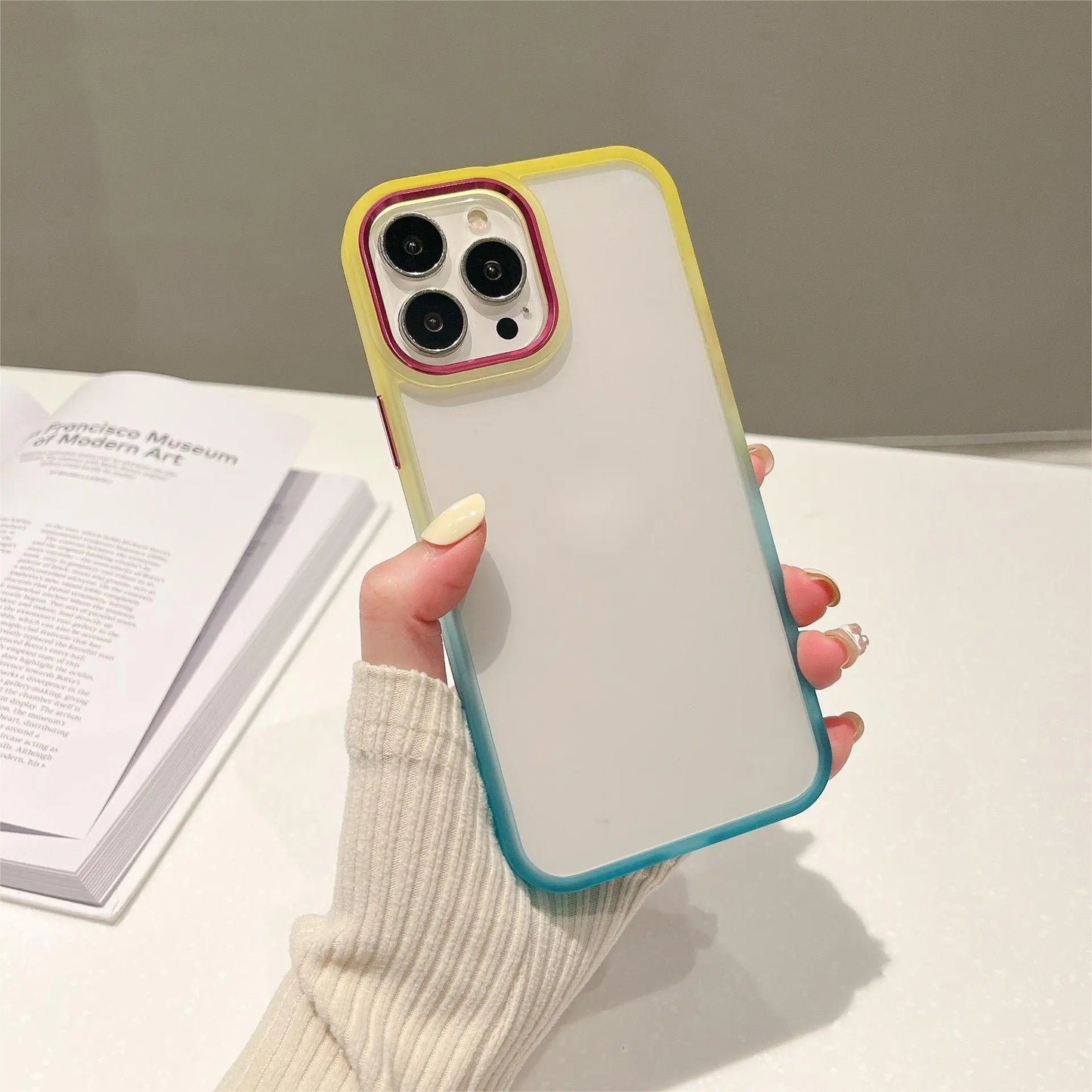 1401D002 Deluxe iPhone 13 iPhone 14 iPhone 15 Case Rainbow Color Fade Blank Phone Case for DIY