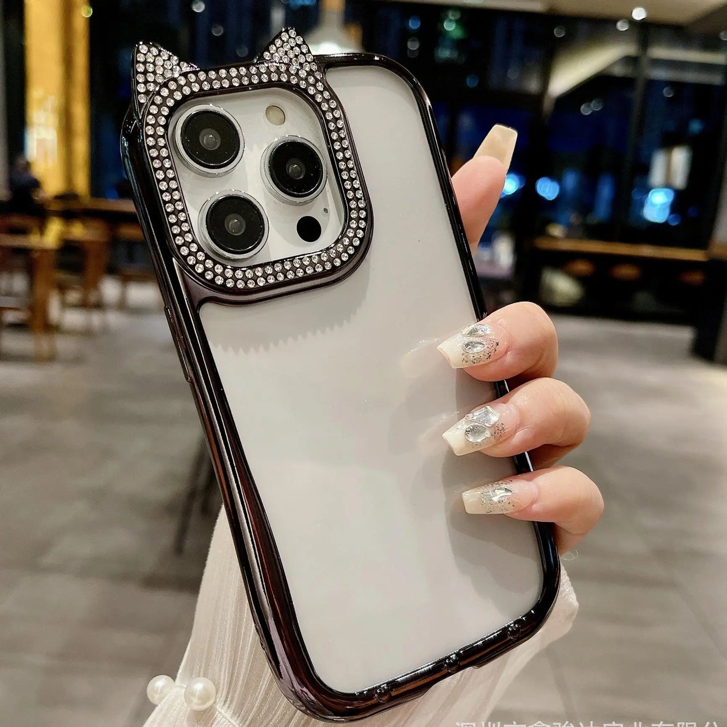 1401D004 Deluxe iPhone 11 iPhone 12 Cute Cat Case Diamond Blank Phone Case for DIY