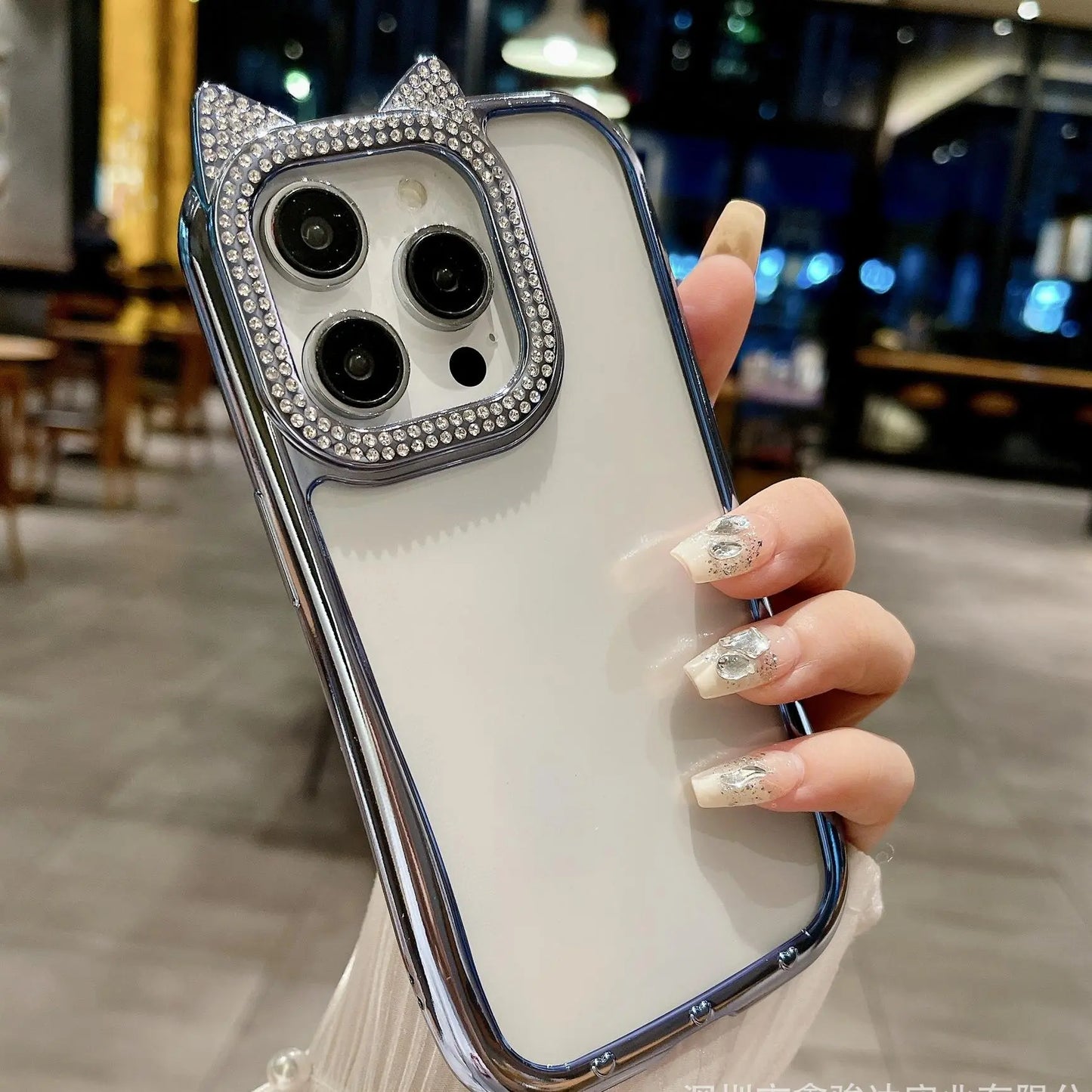 1401D004 Deluxe iPhone 11 iPhone 12 Cute Cat Case Diamond Blank Phone Case for DIY